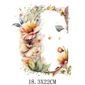 Elegant floral letter E watercolor heat transfer decal for clothing and bags, 18.3x22cm - Letter E Style (DS0108)