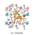 Cartoon deer with floral motifs DIY heat transfer sticker 15.3x16cm - Yellow Cartoon Deer (AT0592) / 15.3x16cm