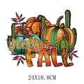 Thanksgiving pumpkin heat transfer sticker with Hello Fall design, size 24x18.8cm. - Fall Pumpkin Cactus (DH2004)