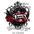 Autocollant de transfert Halloween lèvres de vampire et roses, taille 22,2x24cm - 22.2X24CM