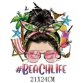 Summer beach girl heat transfer decal for clothes, #BEACHLIFE design, 21x24cm size - Beach Life Woman (DS0748)