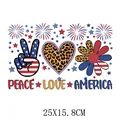 Independence Day Peace Love America DTF iron-on heat transfer patch, size 25x15.8cm - Peace Love America Style (DS0540)
