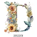 Floral alphabet letter D heat transfer vinyl patch for clothing and bag decoration - Letter D Style (DS0109)