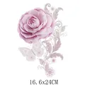 Patch de transfert thermique rose et papillon pour vêtements, taille 16,6x24cm - 16.6x24cm