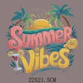 Colorful Summer Vibes tropical heat transfer patch for DIY clothes, 22x21.5cm size - Tropical Cocktail Summer Vibes (DS01204)