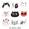 Lot de 9 écussons thermocollants motifs chats mignons pour vêtements d'enfants DIY - AT0382
