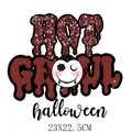 Autocollant transfert thermique Halloween Hot Ghoul pour vêtements motif vampire - 23x22.5cm