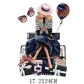 Mode Frau Illustration Bügelbild 17,2X24cm Aufkleber für Kleidung - Elegante Mode-Dame (DS085) / 17.2x24cm