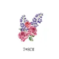 Floral heat transfer decal featuring pink roses and purple flowers, size 7x8cm sticker - 7x8cm