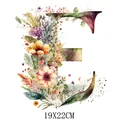 Floral letter E watercolor heat transfer sticker for clothing decoration 19x22cm - Letter E Style (DS0110)