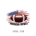 American football and US flag heat transfer sticker, 10x6.1cm DIY iron-on patch. - American Football Flag Pattern (AT0510) / 10x6.1cm
