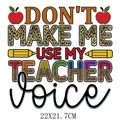 Leopard print Teacher Voice heat transfer vinyl sticker for clothing, 22x21.7cm. - Teacher Voice Leopard Lettering (DS0533) / 22x21.7cm