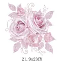 Écusson thermocollant fleurs roses élégantes avec perles, dimensions 21,9x23cm - 21.9x23cm