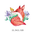 Adorable watercolor fox and little bird iron-on heat transfer decal, 15.5x13.3cm - 15.5x13.3cm