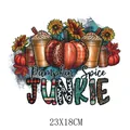 Pumpkin Spice Junkie heat transfer sticker for clothing, 23x18cm autumn pumpkin design - Pumpkin Spice Latte Mix (DH2006)