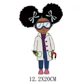 Cute cartoon scientist girl iron-on heat transfer patch for DIY kids clothing decoration - Girl Scientist Style (DH1402)