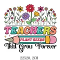 Colorful teacher appreciation floral pencil iron-on heat transfer decal 22x20cm - Gardener Teacher Style (DS0532)