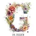 Elegant floral letter G heat transfer sticker for clothing featuring vibrant watercolor flowers - Letter G Style (DS0112)