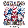 Independence Day gnome DTF heat transfer sticker, 19.2x22cm for clothing - Gnomes Trio Style (DS0544)