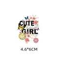 Cute flower and butterfly heat transfer patch for clothing DIY design, size 4.6x6cm - 4.6x6cm