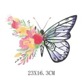 Autocollant transfert thermique papillon fleur pour vêtements sacs 23x16,3cm SKU - 23x16.3cm