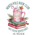 Patch thermocollant festif de Noël avec motif North Pole Book Club et chocolat chaud gourmand - 18.9x24cm