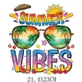 Colorful summer vibes heat transfer sticker with sunglasses and tropical beach design - Sunglasses Summer Style (DH2191) / 21.4x23cm