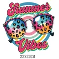 Vibrant Summer Vibes leopard sunglasses heat transfer decal for clothes, 22x22cm size - Summer Vibes Sunglasses Leopard Print Style (DS0197)