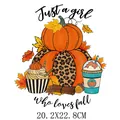 Just a girl who loves fall pumpkin heat transfer sticker for Thanksgiving apparel designs - Fall Pumpkin Cake Girl (DH2011)