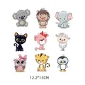 Set of nine cute cartoon animal iron-on heat transfer stickers for kids, 12.2x13cm - 9 Pieces Cartoon Animal Set (AT064)