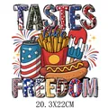 Independence Day heat transfer decal with Tastes Like Freedom text and food design - Taste of Freedom Fast Food Style (DS0545)