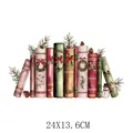 Livres de Noël transfert thermique aquarelle pour vêtements DIY, 24x13,6 cm. - 24x13.6cm