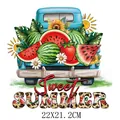 Summer watermelon heat transfer sticker for DIY clothing, 22x21.2cm truck design - Vintage Pickup Watermelon (DS1217)