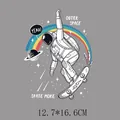 Cartoon astronaut on skateboard heat transfer sticker patch for clothing DIY - 12.7x16.6cm