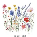 Farbenfroher Aquarell-Wildblumen-Bügelbild für Kleidung, in der Größe 22x21,2cm - Aquarell-Wildblumenmuster (DF1434) / 22X21.2CM