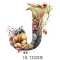 Beautiful watercolor floral letter J heat transfer sticker for clothing decoration, 19.7x22cm - Letter J Style (DS0115)