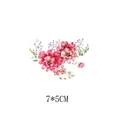 Vibrant pink flower bouquet heat transfer decal for T-shirt customization, size 7x5cm - 7x5cm
