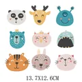 Lot de 9 écussons thermocollants animaux mignons pour vêtements enfants, 13.7x12.6cm - AT0389