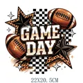 Game Day American football heat transfer decal with leopard star design, size 22x20.5cm - Game Day Glitter Football Pattern (DS2117)
