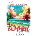 Sommerstrand-Thema Heat Transfer Patch mit Palmen für Kleidung 17.5x22cm Größe - Summer Beach Palmen Menschenmenge Stil (DS0199)
