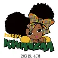Happy Kwanzaa African girl iron-on heat transfer sticker for children's DIY clothing - Happy Kwanzaa Girl Style (DH1406)
