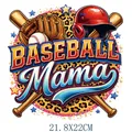Vibrant Baseball Mama DTF heat transfer decal for clothes with leopard print and sports icons - Baseball Mama Leopard Background Pattern (DS2114)