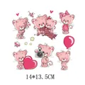 Cute pink cartoon cat heat transfer stickers for children clothing decoration 14x13.5cm - Pink Cute Cat Images (AT0322)