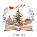 Transfert thermique livre de Noël aquarelle avec Père Noël pour vêtements 22x18.8cm - 22x18.8cm