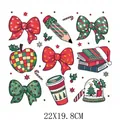 Planche d'autocollants DTF thème Noël et fête des profs, dimensions 22x19,8 cm, coloré - Éléments Scolaires de Noël (DS1912)
