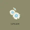 Blue and white daisy flower heat transfer sticker for DIY clothing décor, 5.8x6.6cm size - 5.8x6.6cm