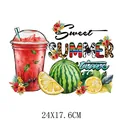 Summer watermelon drink DTF heat transfer patch for DIY clothes, size 24x17.6cm - Red Slushie Watermelon Sweet Summer (DS1220)