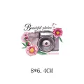 Watercolor vintage camera and pink flower heat transfer sticker for clothing DIY 8x6.4cm - 8x6.4cm