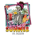 Vibrant summer skeleton heat transfer sticker with watermelon pattern for DIY clothing - Summer Skeleton Watermelon (DS1221)