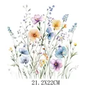 Artistic wildflower watercolor heat transfer sticker for DIY clothes, size 21.2x22cm - Watercolor Wildflower Pattern (DF1436)